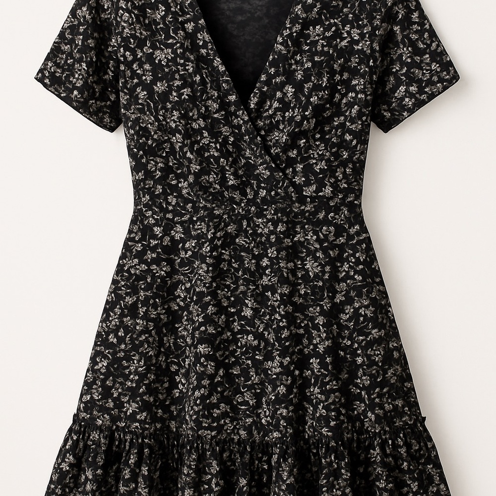 SHEIN Black and White Fit and Flare Midi Dress